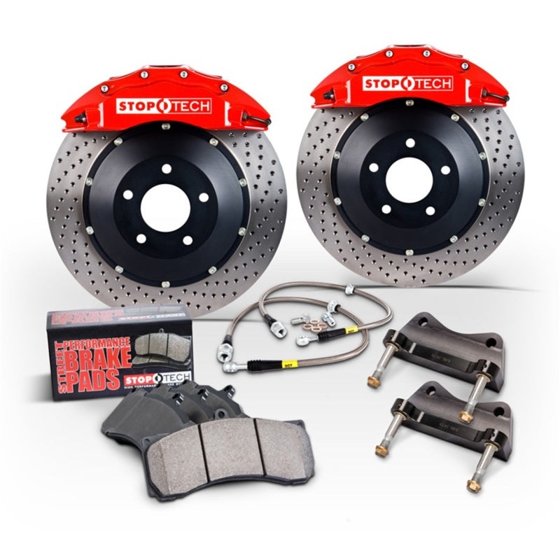StopTech 09-15 Cadillac CTS-V Red ST-41 Calipers 355x32mm Slotted Rotors Rear Big Brake Kit