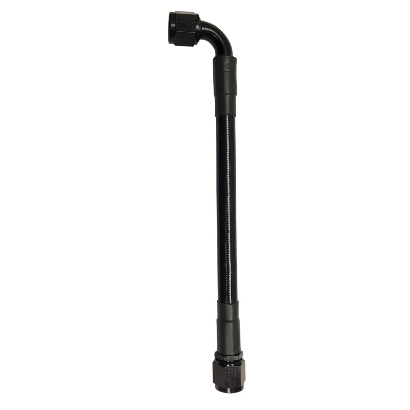 Fragola -6AN Ext Black PTFE Hose Assembly Straight x 90 Degree 48in