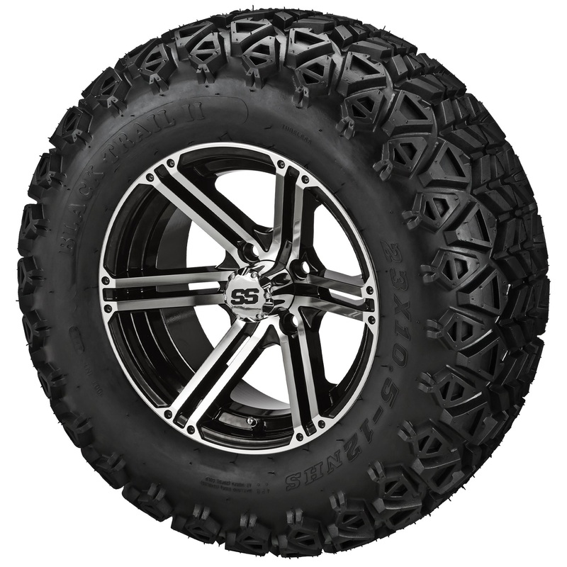 LSI 12″ Yukon Black & Machined Wheel and Lifted Tire Combo