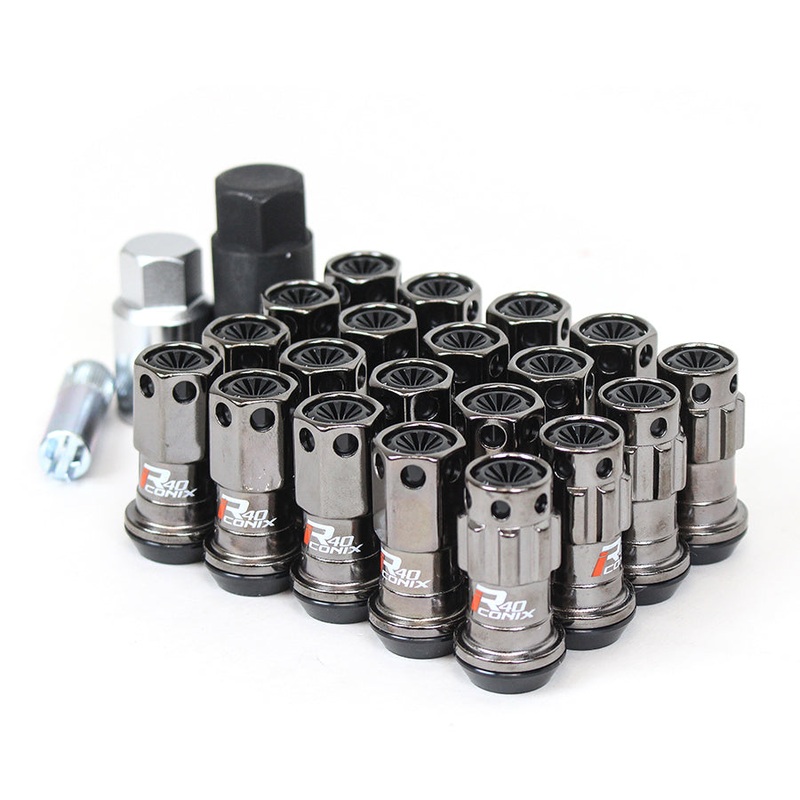 Project Kics R40 Iconix Classical Lug Nuts Black Chrome with Black Cap 12X1.50 (16+4 Locks)