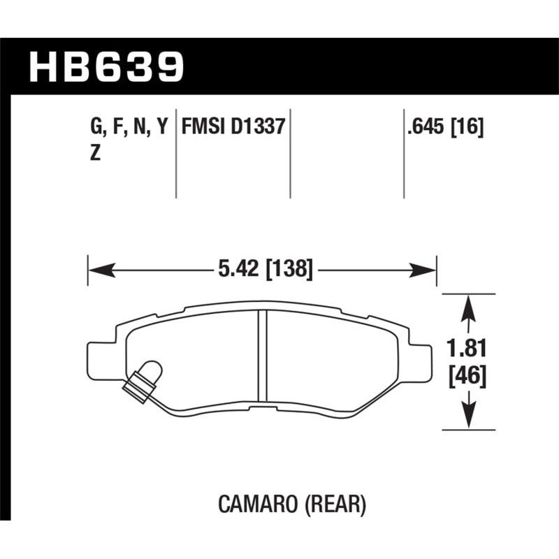 Hawk Camaro V6 HPS Street Rear Brake Pads