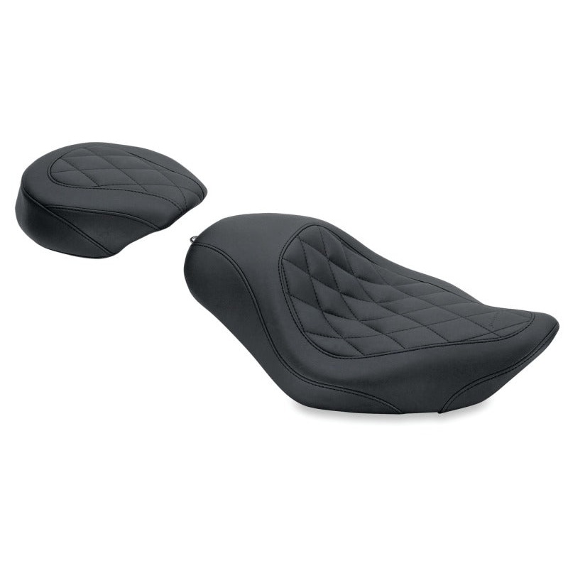 Mustang 04-21 Harley Sportster Wide Tripper Solo Seat Diamond Stitch – Black