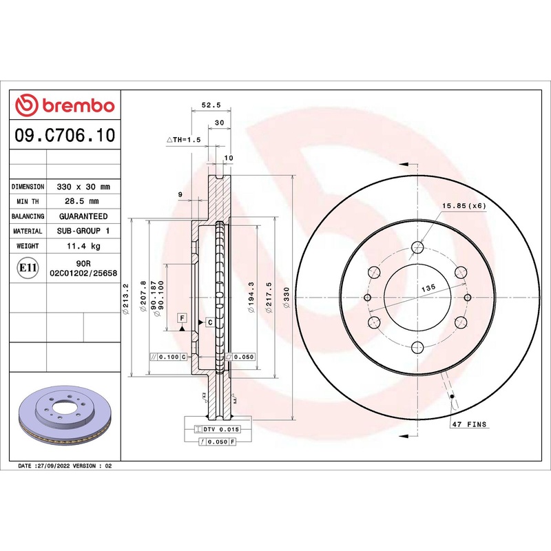 PRIME Front Disc Brake Rotor – 09.C706.10