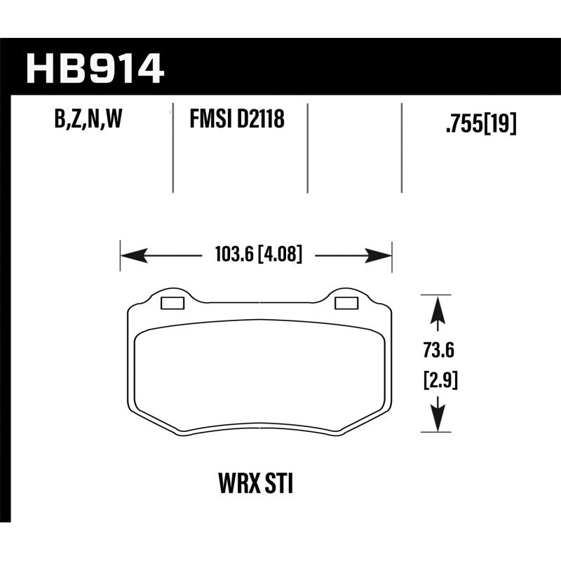 Hawk 2018 Subaru WRX STI HPS 5.0 Rear Brake Pads