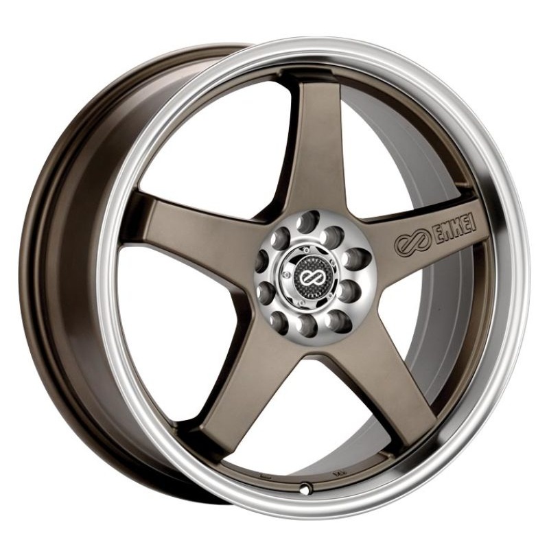 17×7.0 Enkei EV5, 4×100/114.3 45mm Offset 72.6 Bore Diameter Matte Bronze w/ Machined Lip Wheel