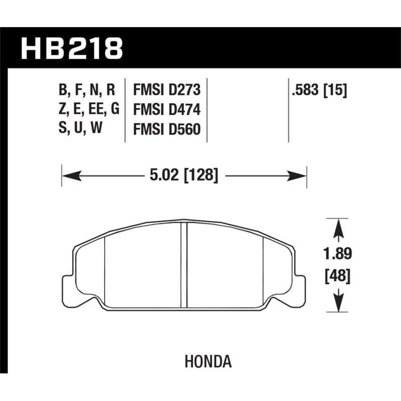 Hawk 88-89 Civic Si / 92-00 Civic CX / 88-00 DX / 98-00 GX HT-10 Race Front Brake Pads
