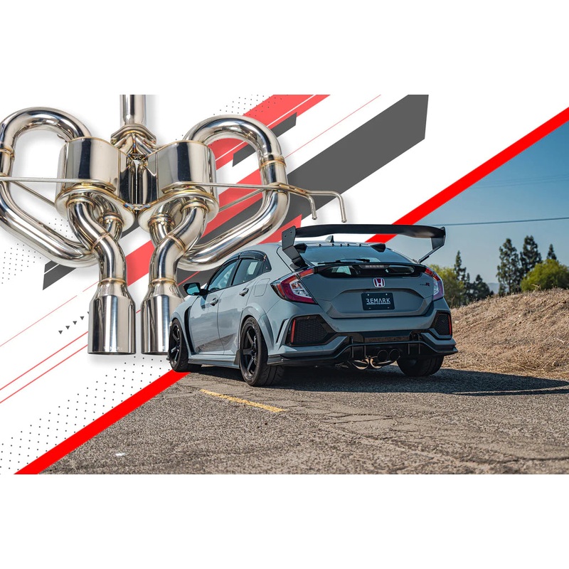 Remark Sports Touring CatBack Exhaust W/ Front Pipe – Stainless Steel 17-21 Honda Civic Type R FK8