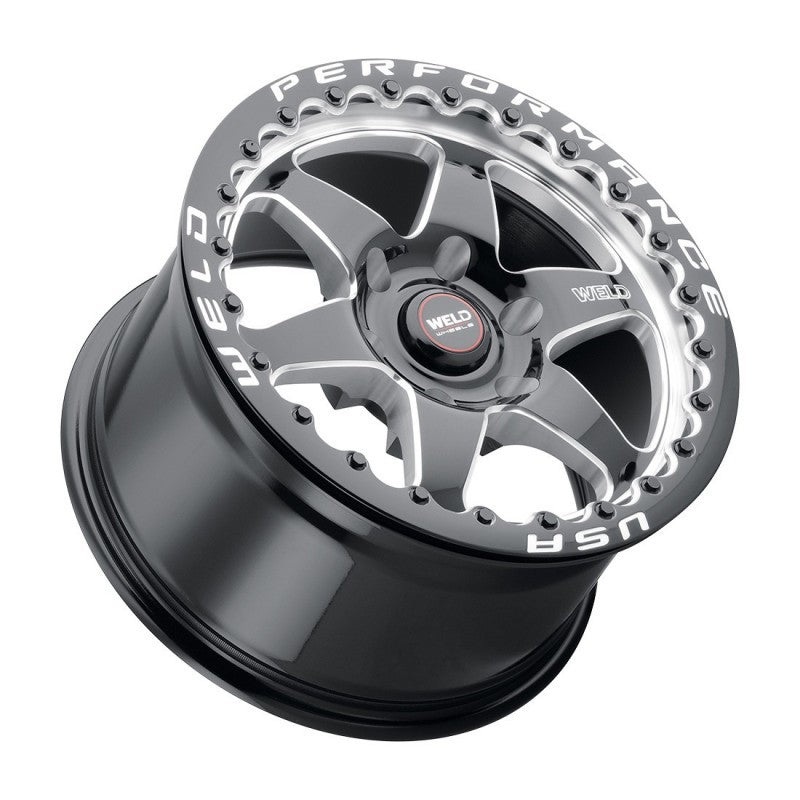Weld S909 20×9.5 Ventura 6 Beadlock 6×127 ET35 BS6.625 Gloss BLK MIL DIA 78.1