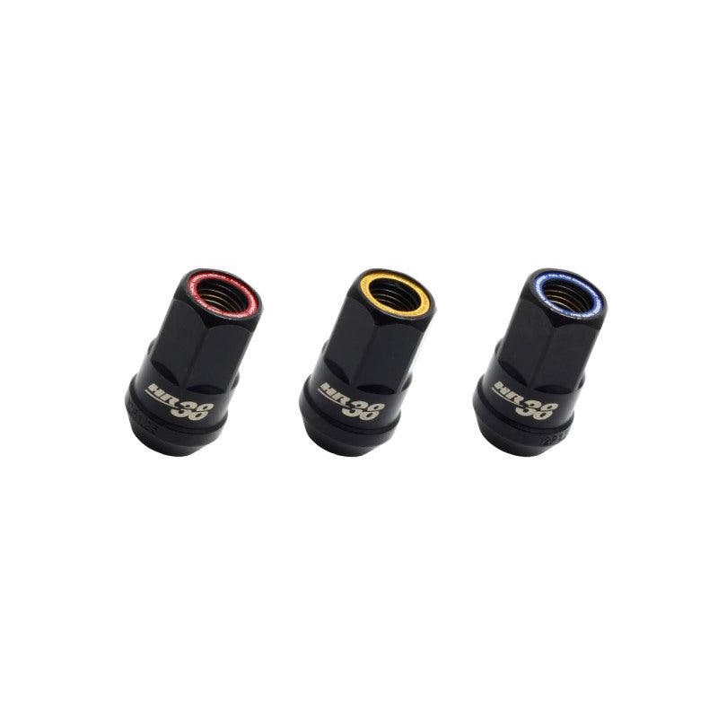 Wheel Mate Muteki HR38 Open End Lug Nuts 12×1.50 Black Chrome / Red Ring