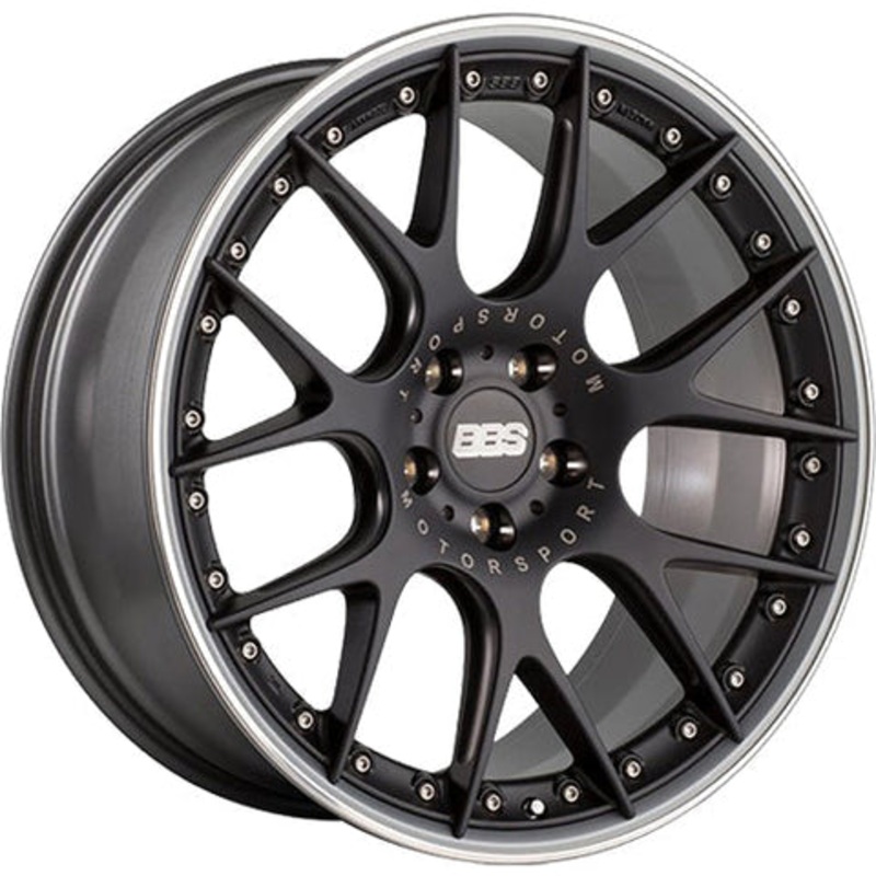 BBS CH-RII 21×9.5 5×112 Satin Black w/ Polished Stainless Steel Lip Wheel w/Motorsport Etch | CH614BPPO-MTSP