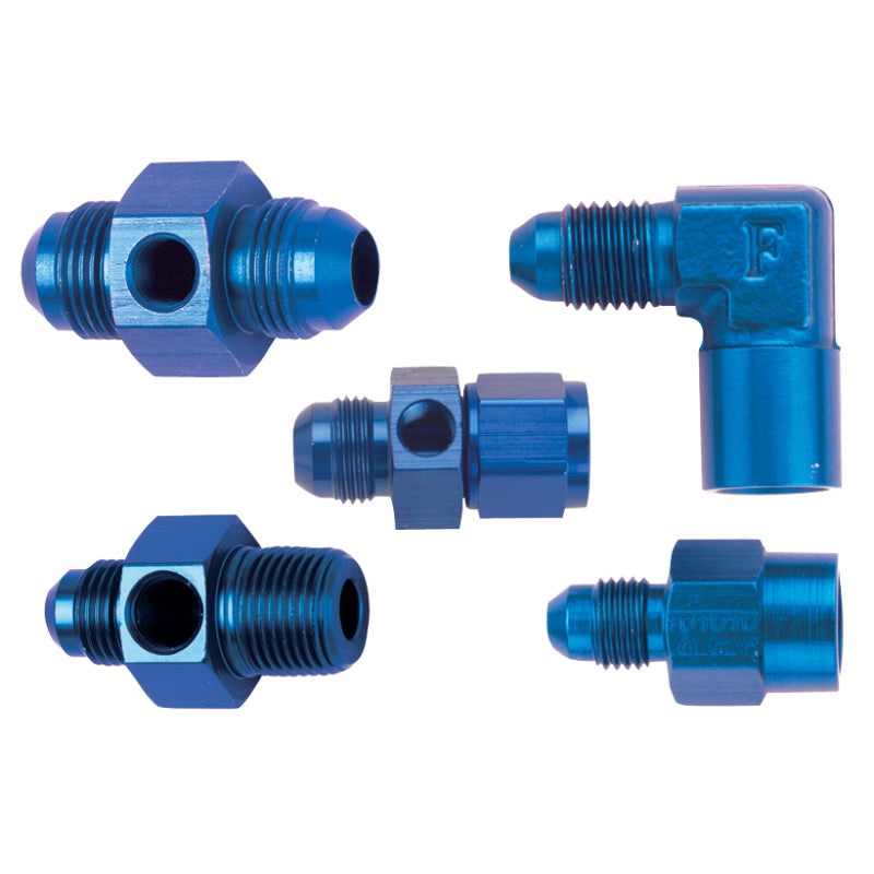 Fragola Inline Gauge Adapter -8AN Male x -8AN Fem – Black