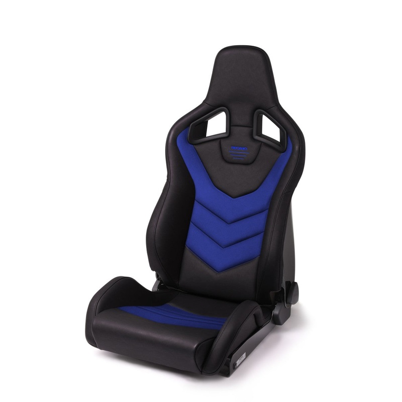Recaro Sportster GT Driver Seat – Black Vinyl/Blue Suede