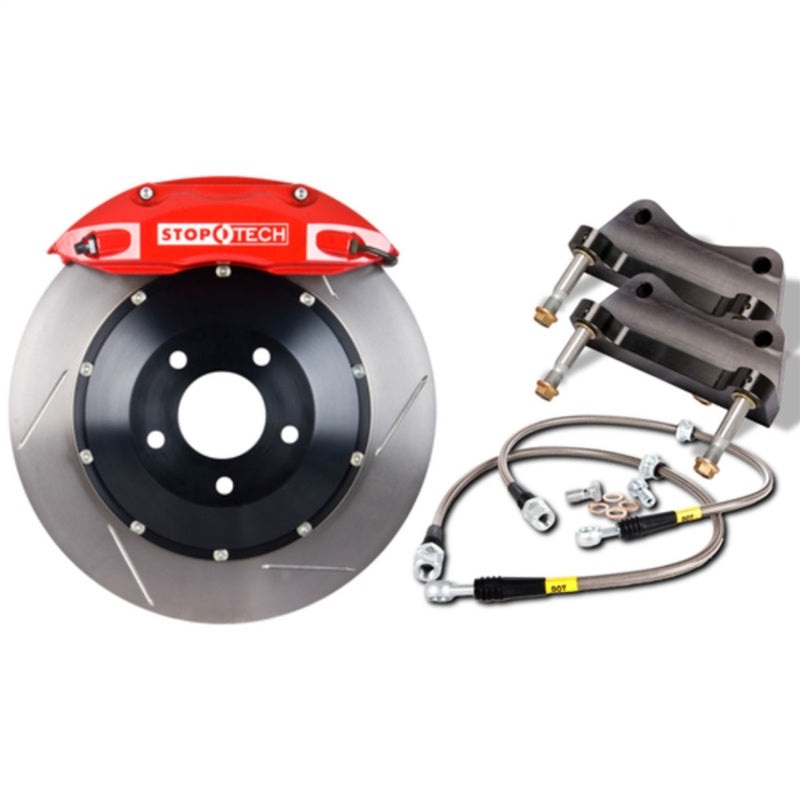 StopTech BBK 08+ BMW 135i Front 355×32 Red ST-40 Calipers Slotted Rotors Pads and SS Lines