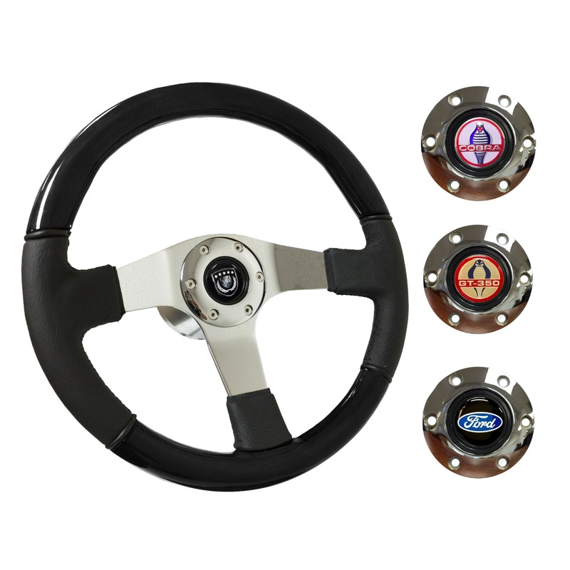 1965-67 Ford Mustang Steering Wheel Kit | Black Ash Wood – Leather