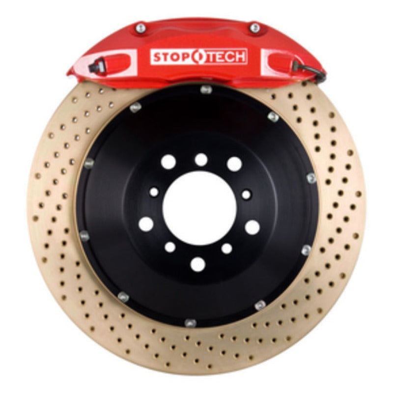 StopTech 98-10 Volkswagen Beetle Front BBK w/ Red ST-40 Calipers Drilled Zinc Coated 328x28mm Rotors