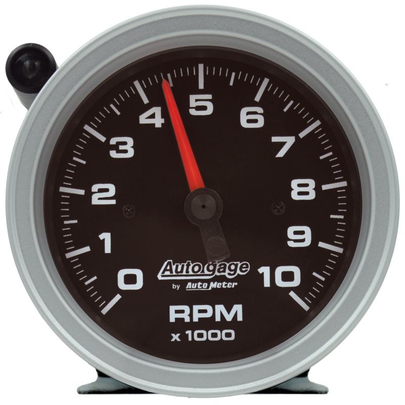 Autometer Tachometer Gauge 10K RPM 3 3/4in Pedestal w/Ext. Shift-Light – Black Dial/Black Case