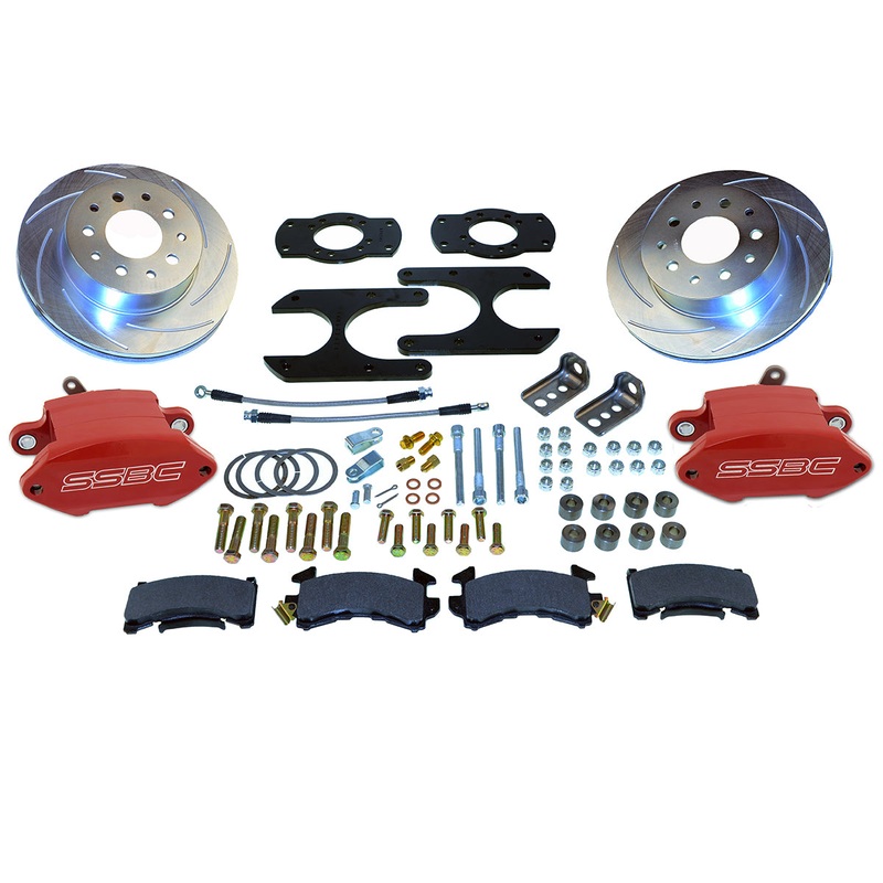 American Made Sport R1 Billet Aluminum Rear Drum to Disc Brake Conversion Kit W/Rotors. Red A125-27R