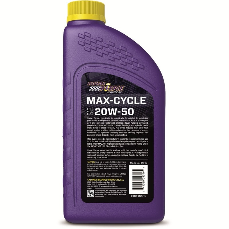 Royal Purple Max-Cycle Synthetic 20W-50 Motorcycle Oil – 1 Quart