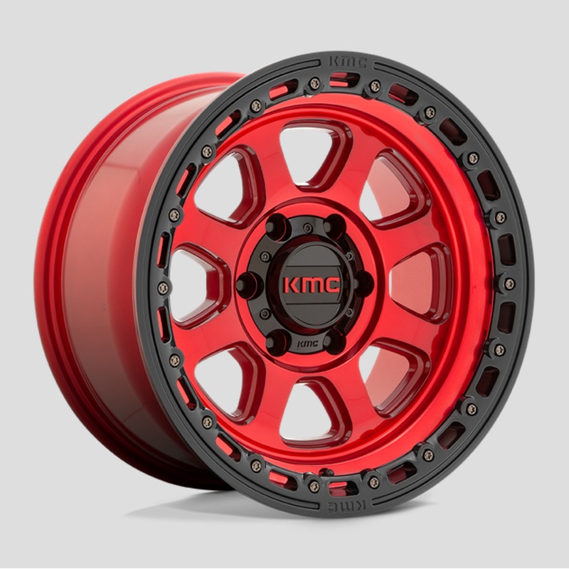 18×9.0 KMC Chase KM548 Candy Red w/Black Lip