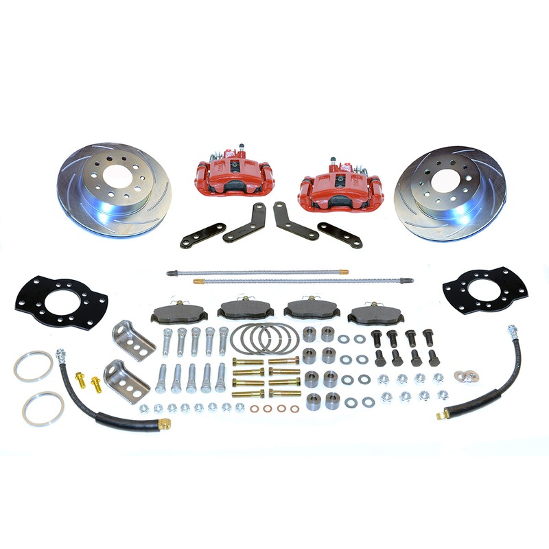 New Direct Fit Rear Drum to Disc Brake Conversion Kit W/Rotors. Red A117R