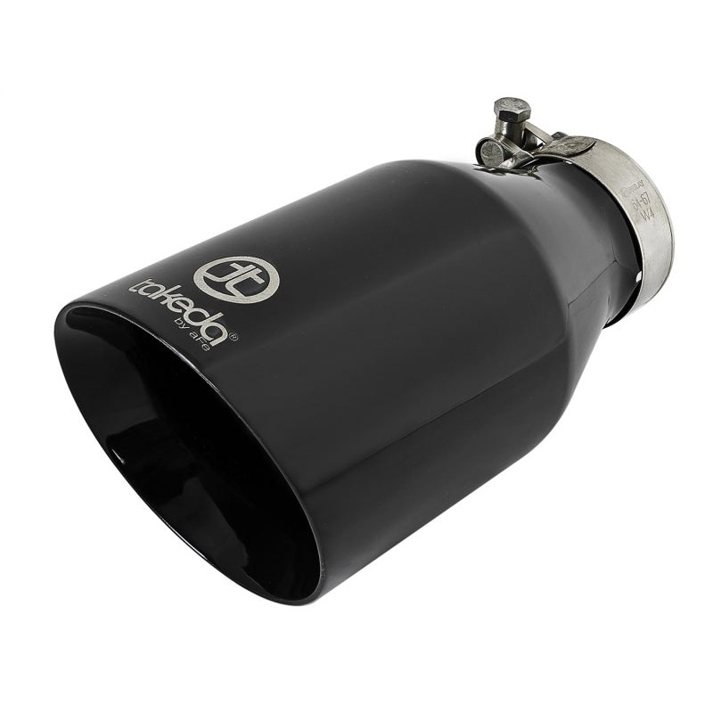 aFe Takeda 409 SS Clamp-On Exhaust Tip 2.5in. Inlet / 4.5in. Outlet / 9in. L – Black