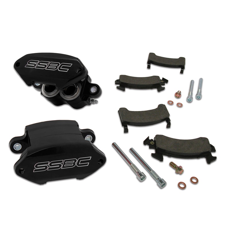 American Made Sport Twin 2-Piston Billet Aluminum Quick Change Front Caliper Upgrade Kit W/Performance Pads. Black A181BK