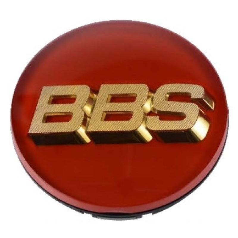 BBS Center Cap – 70mm Red w/ Gold 3D Logo | 4-tab