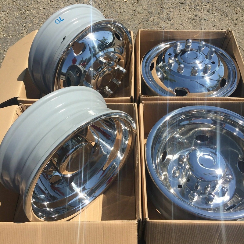 FORD F450 F550 19.5″ 2005-2025 Stainless Dually Wheel Simulators Bolt on 10 lugs