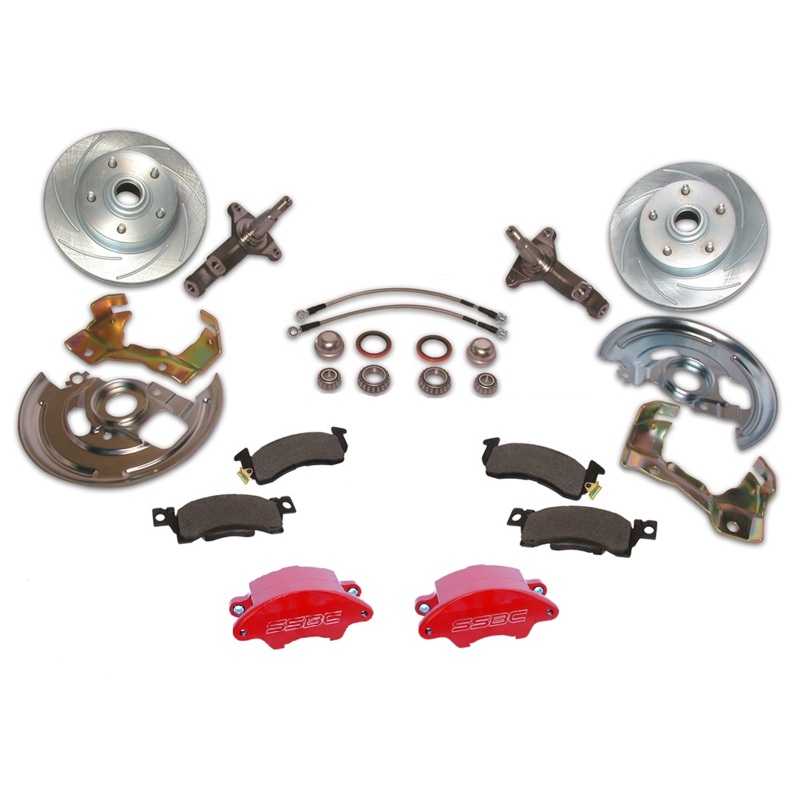 American Made Super Twin HD 2-Piston Billet Aluminum Front Drum to Disc Brake Conversion Kit W/Rotors. Red W123-AR