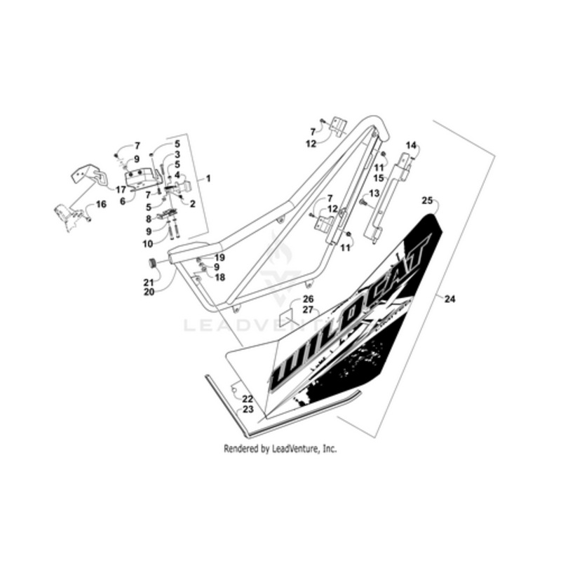 Door Decal-Left (Matt Blk) by Arctic Cat