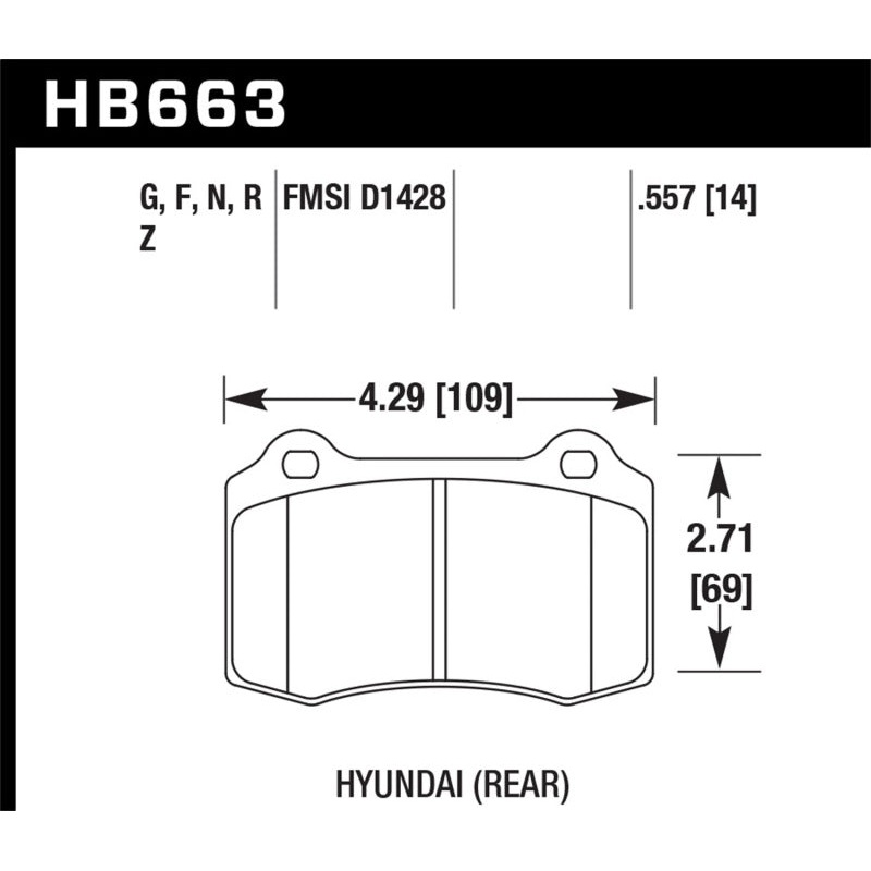 Hawk 10 Hyundai Genesis Coupe (Track w/ Brembo Breaks) HPS Street 14mm Rear Brake Pads
