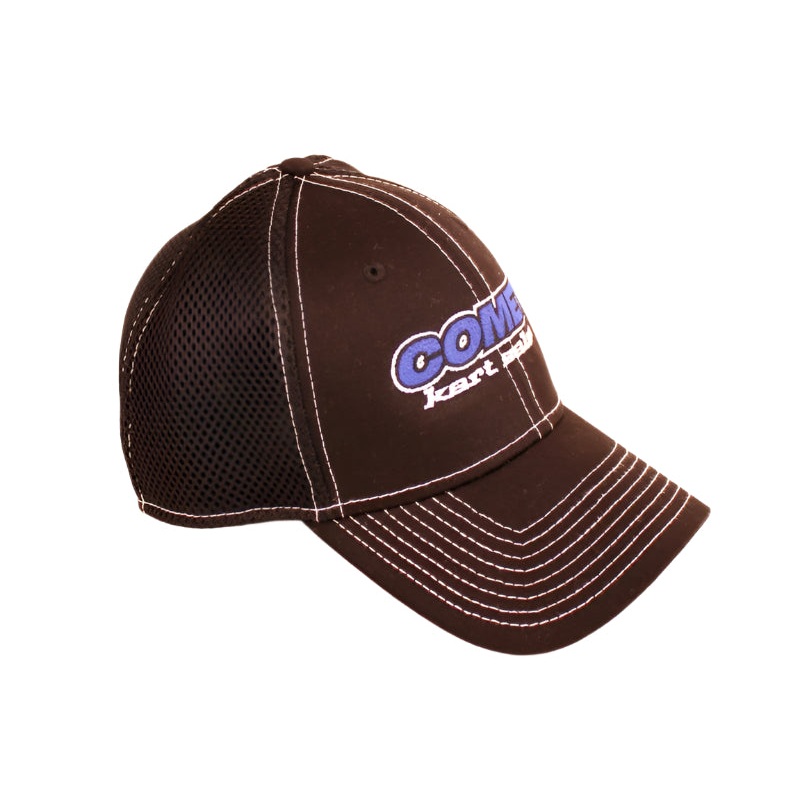 Comet Kart Sales Black Fitted Mesh Hat with White Stitching