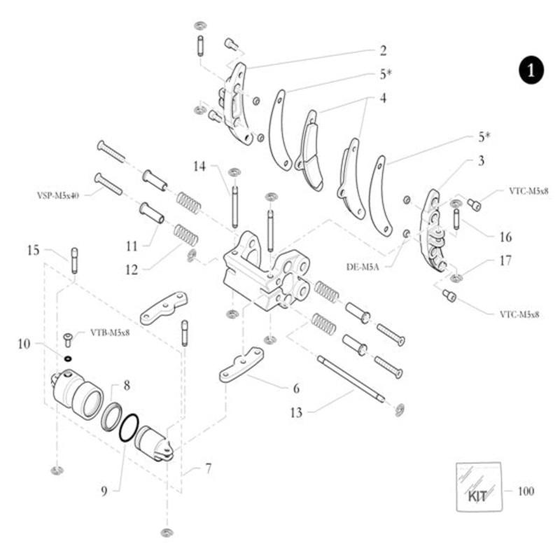 2. 20.7087.10-LU Birel Front Brake Pad Support C, RH