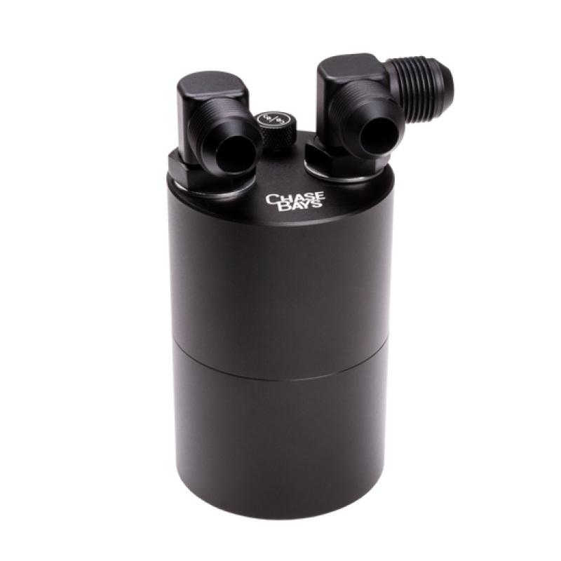 Chase Bays 10AN 90 Deg L-Fitting Inlet 10AN Straight Outlet Oil Catch Can w/ Type 5 Bracket
