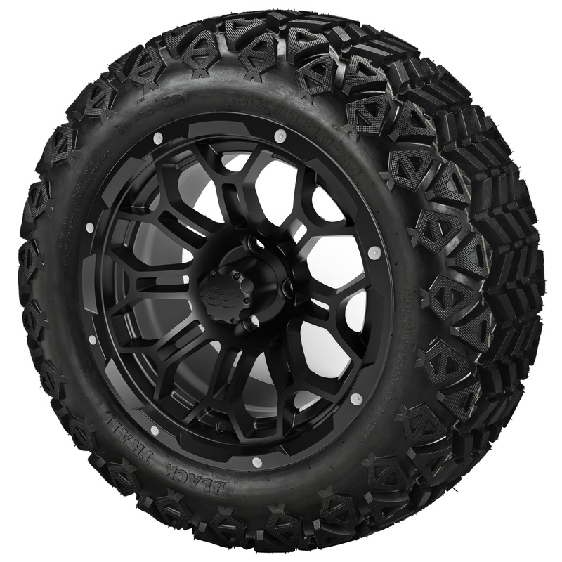 LSI 14″ Hercules Gloss Black Wheel and Lifted Tire Combo