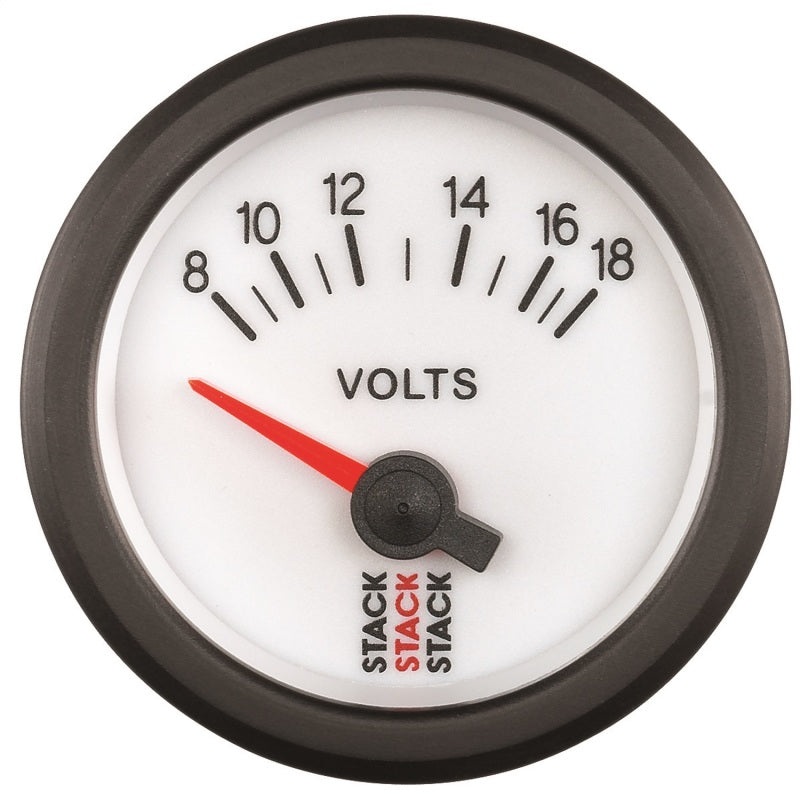 Autometer Stack 52mm 8-18V Electric Battery Voltage Gauge – White