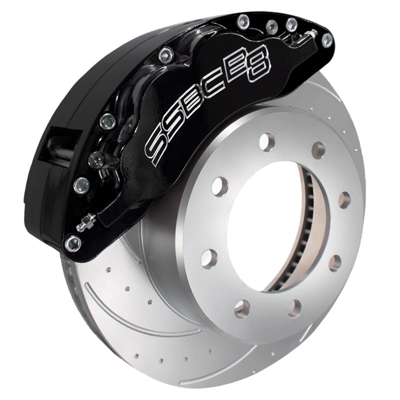 American Made B8-Barbarian 8 Piston Billet Aluminum Direct Fit Front Caliper Disc Brake Kit W/DS Rotors. Black A404-10BLK-DS