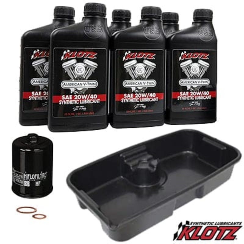 Indian Motorcycle Thunderstroke Synthetic Oil Change Kit w/ Drain Pan by Klotz