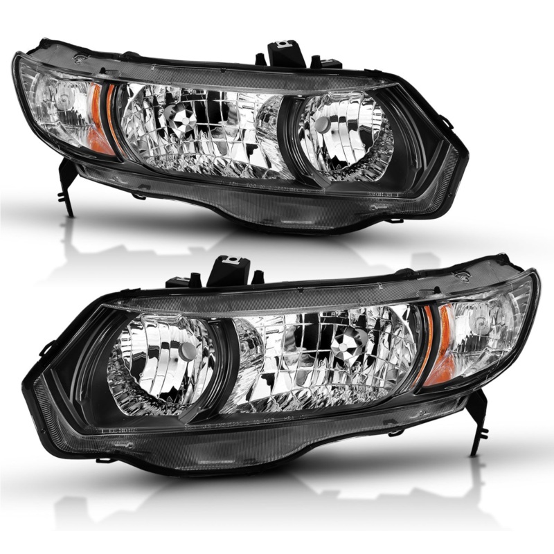 Anzo 2006-2009 Honda Civic Crystal Headlights 2DR Black (OE Type Replacement)
