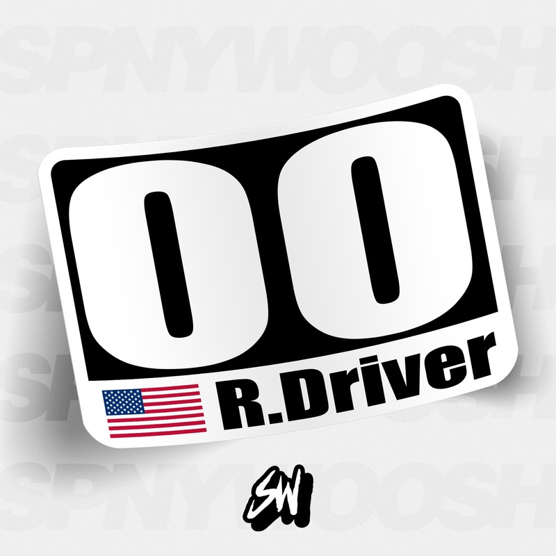 Autocross Numbers – Name/Flag Style – White Backing Alternate
