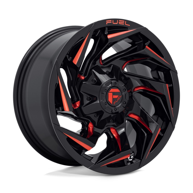 Fuel Wheels D755 Reaction 22″ 6×135/6×139.7 Gloss Black Milled With Red Tint