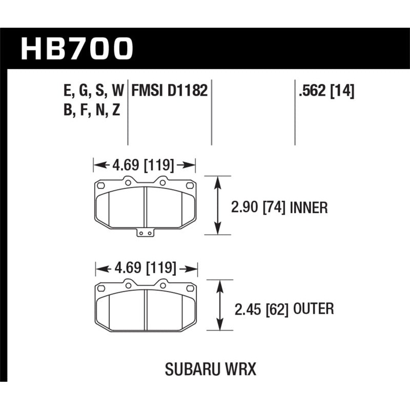 Hawk 06-07 Subaru WRX Blue 9012 Front Race Pads