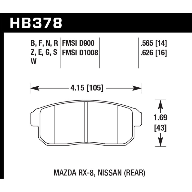 Hawk Mazda RX-8 / Nissan Track DTC-30 Race Rear Brake Pads