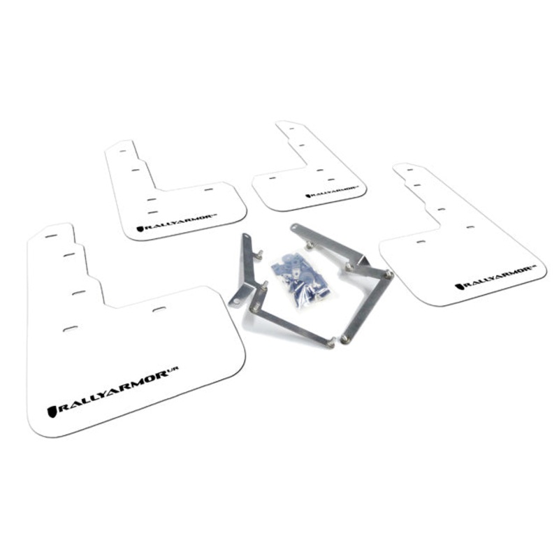 Rally Armor UR Mudflaps White with Black Logo – 17+ Civic Type R