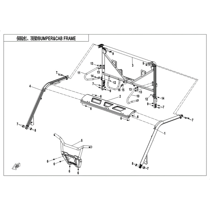 Front Cab Frame LH (Replaces 5Hy0-230100-20000) by CF Moto