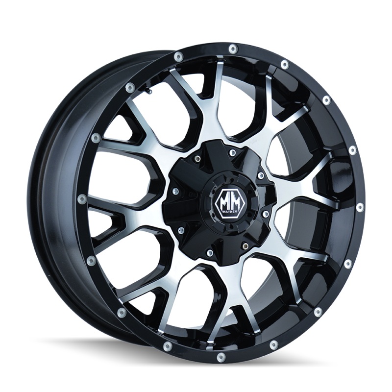 Mayhem 8015 Warrior 18×9 / 5×114.3 BP / -12mm Offset / 87mm Hub Black/Machined Face Wheel