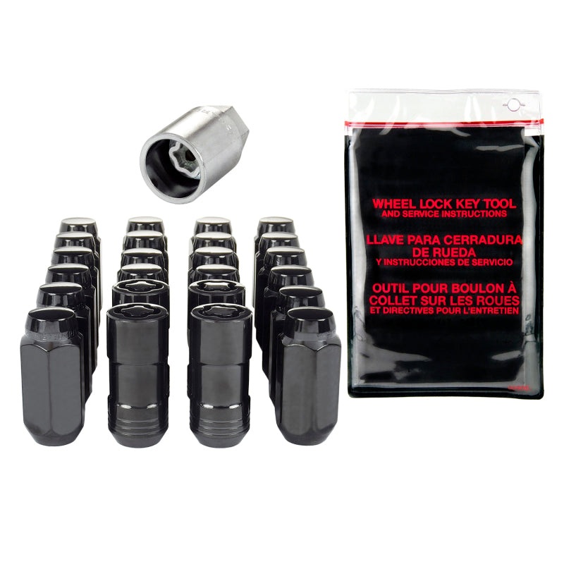 McGard 6 Lug Hex Install Kit w/Locks (Cone Seat Nut) M14X1.5 / 13/16 Hex / 1.945in. Length – Black