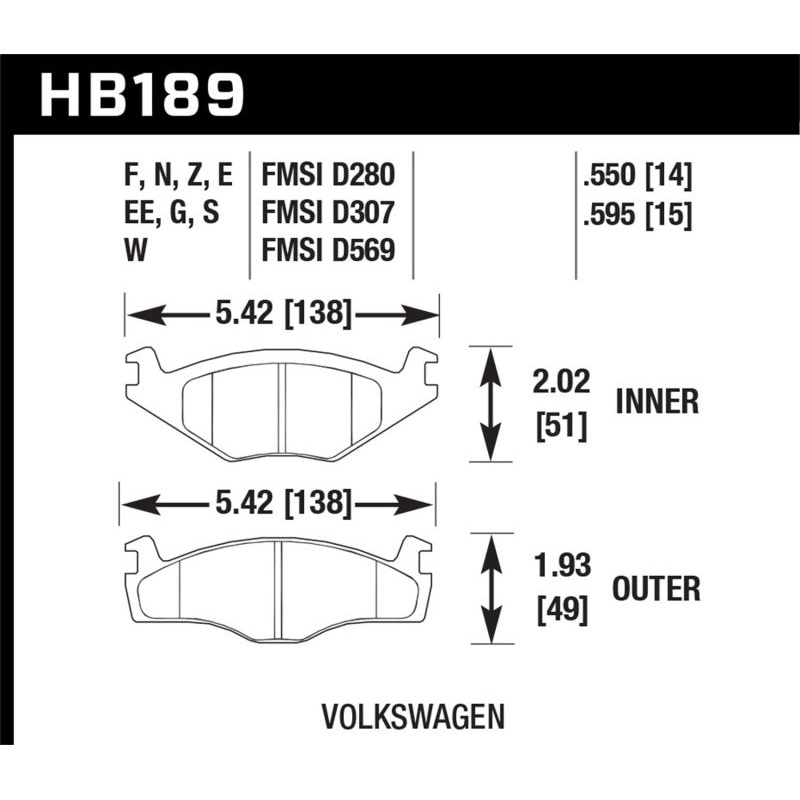 Hawk Blue 9012 Brake Pads Volkswagen