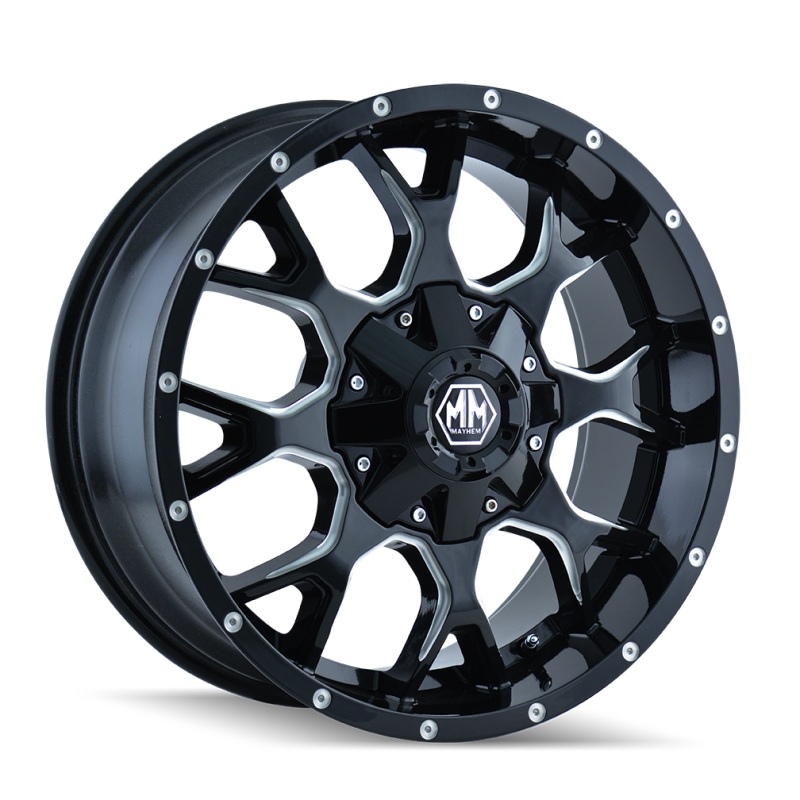 Mayhem 8015 Warrior 18×9 / 5×114.3 BP / 18mm Offset / 87mm Hub Black w/ Milled Spokes Wheel