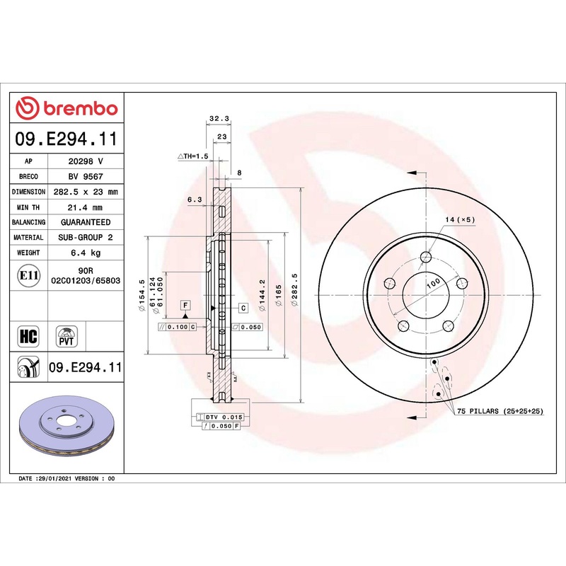 PRIME UV Coated Front Disc Brake Rotor – 09.E294.11